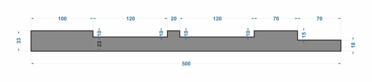 Рейки XL ПН-32 №1 Ширина 500мм. Глубина 33мм. Высота 1000мм.