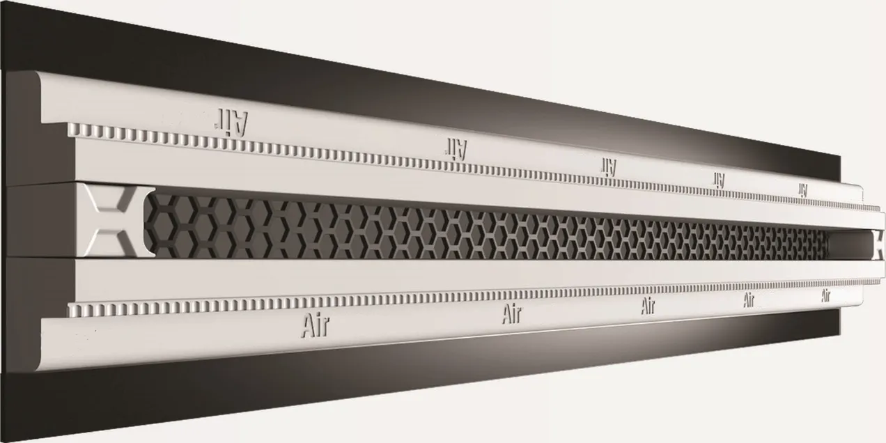 Однощелевые решетки OSGA серии Line  из гипсаполимера под покраску для вентиляции. Без видимой рамки. Щель 12мм./18мм.