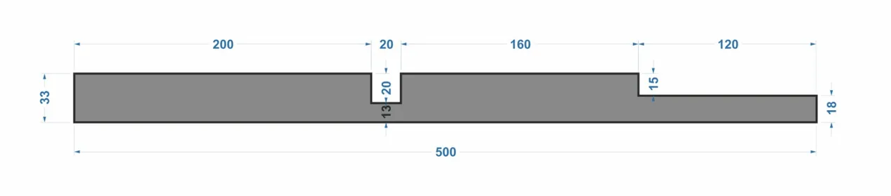 Рейки XL ПН-33 №2 Ширина 500мм. Глубина 33мм. Высота 1000мм.