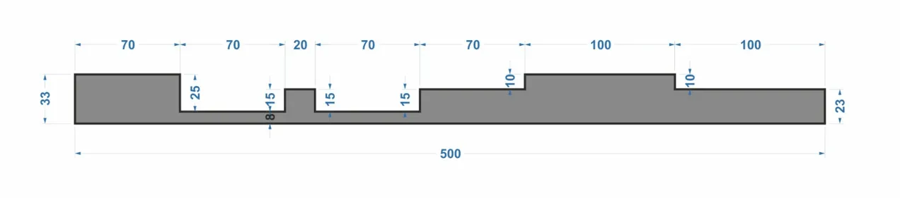 Рейки XL ПН-34 №3 Ширина 500мм. Глубина 33мм. Высота 1000мм.