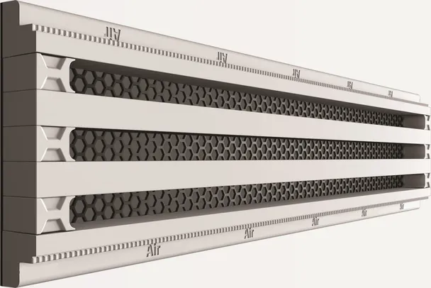 Трехщелевые решетки OSGA серии Line из гипсаполимера под покраску для вентиляции. Без видимой рамки. Щель 12мм./18мм.