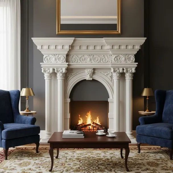 Каминный портал гипсовый КН1