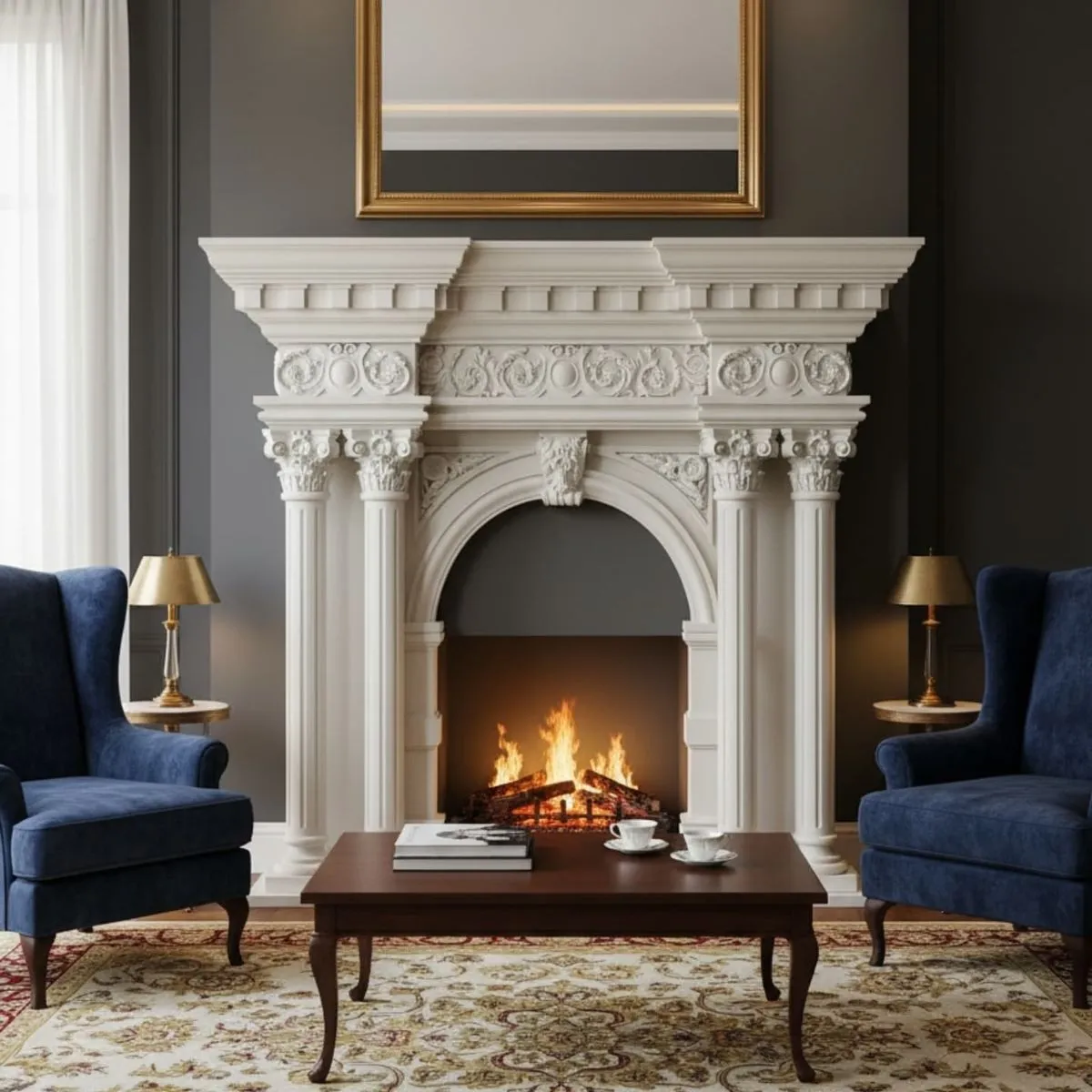 Каминный портал гипсовый КН1