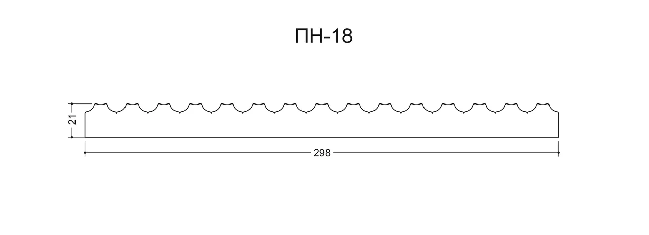 Срез ПН-18 Ширина 298мм. Глубина 21мм. Высота 1000мм.